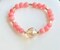 Handcrafted polished Pink Quartz stone crystal bracelets, with vintage look and faceted glass crystal pendant, gold accents product 2